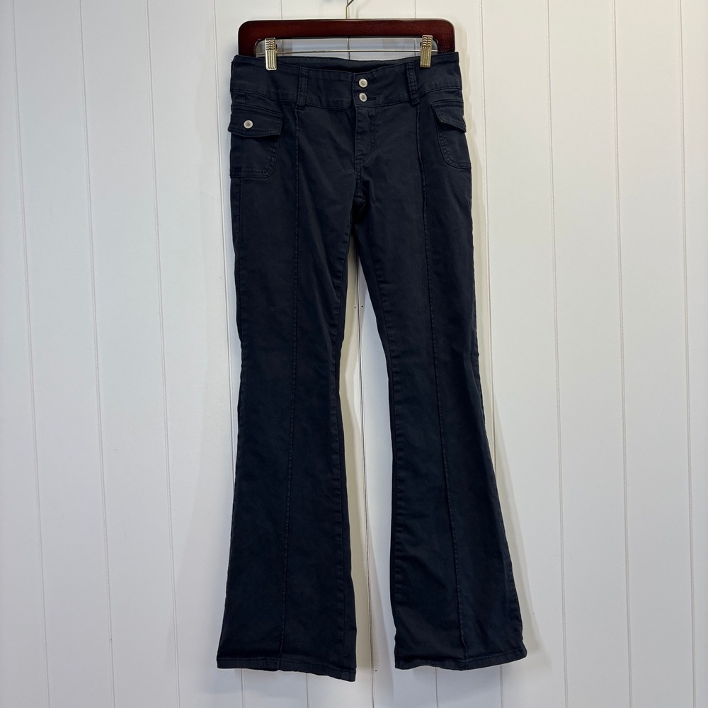 Y2K J Galt Indie Grunge Low Rise Flare Cargo Pants Women Size S Boho Streetwear